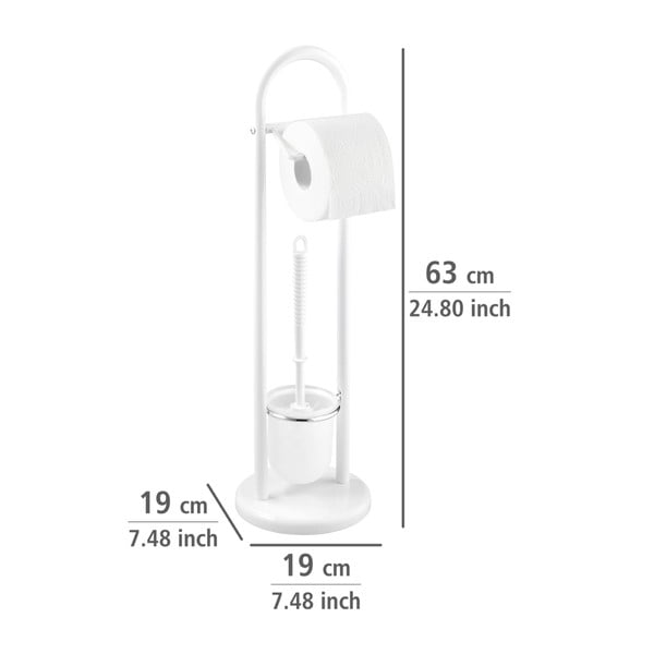Perie de toaletă cu suport pentru hârtie Wenko Siena, alb-image-1