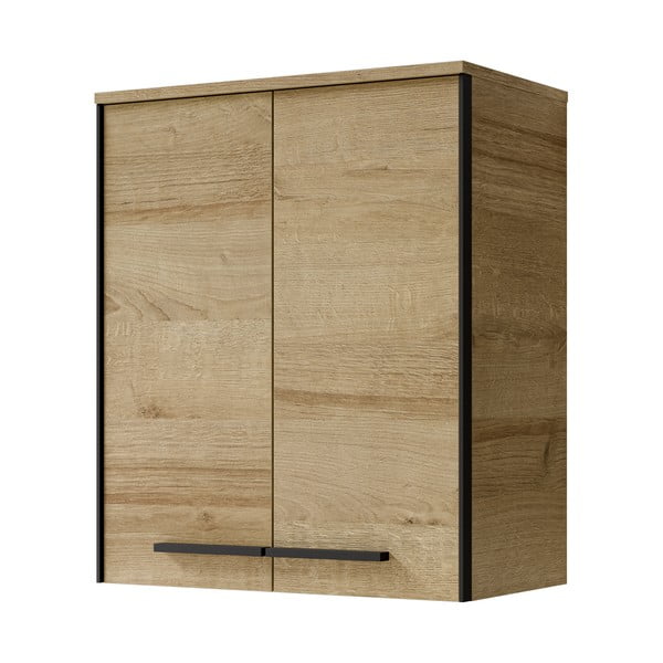 Dulap de baie în culoare naturală suspendat cu aspect de lemn de stejar 72x60 cm Quickset 395 – Pelipal-image-1