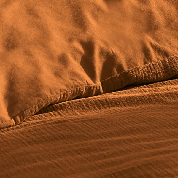 Lenjerie de pat portocalie-maro din muselină pentru pat dublu, extinsă 240x220 cm Angelia – douceur d'intérieur-image-1