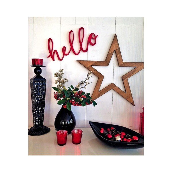 Decorațiune de perete pentru Crăciun Hello Star, 62 x 1,8 x 62 cm-image-1
