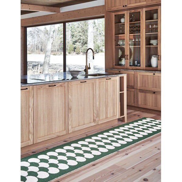 Covor tip traversă pentru interior și exterior verde/crem 70x250 cm Poppy Oregano – Pappelina-image-1