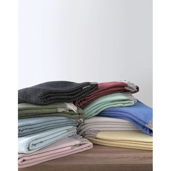 Pled din amestec de bumbac Euromant Skyline II, 140 x 180 cm, albastru azuriu-image-2