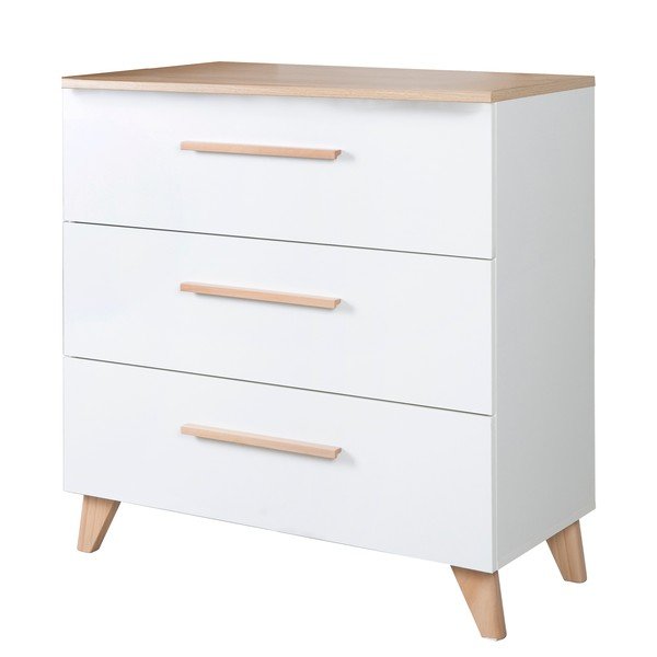 Comodă de copii albă cu aspect de lemn de stejar cu masă de schimbat 88,5x99x76 cm Léon – Roba-image-4