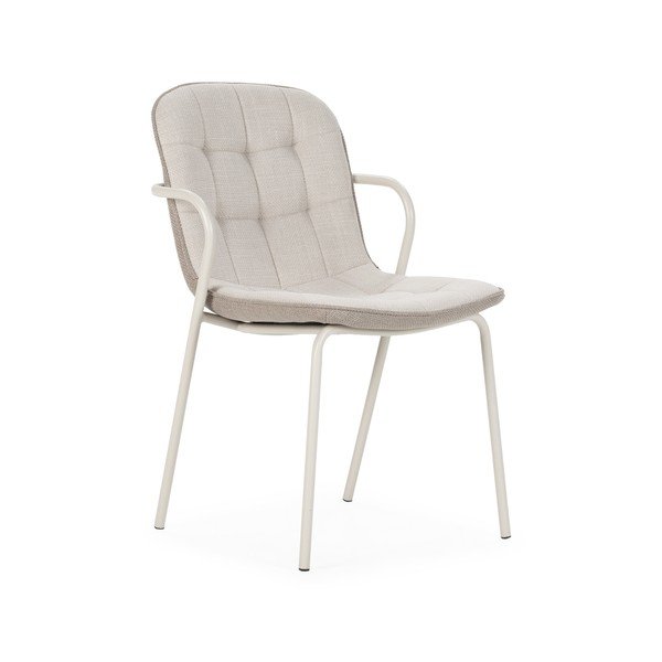 Scaun de dining bej cu cotiere tapițat Angie – Marckeric