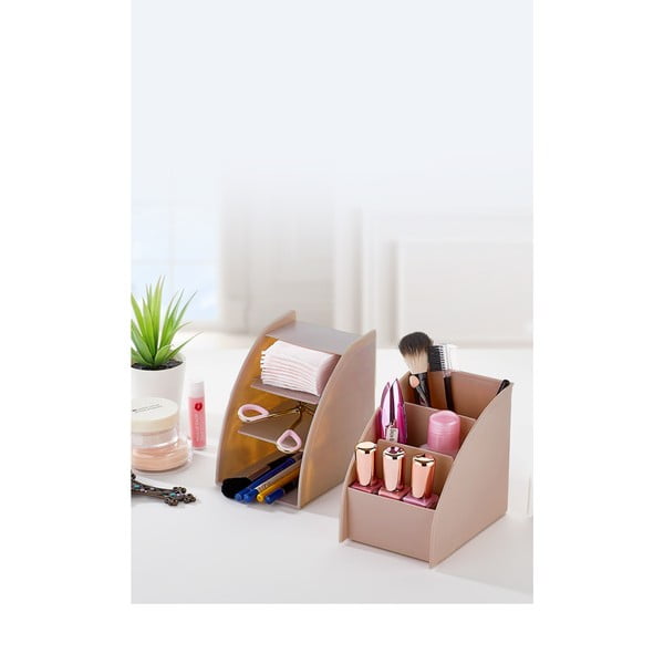 Organizator de baie bej pentru cosmetice din plastic – Hermia-image-2