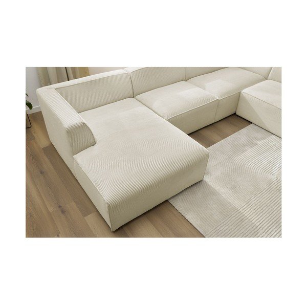 Colțar modular bej cu tapițerie din catifea reiată  (cu colț pe partea dreaptă/în formă de "U") Megeve – Bobochic Paris-image-3
