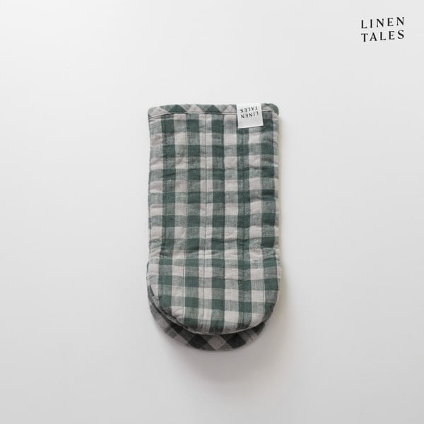 Mănușă de bucătărie  din in Forest Green Gingham – Linen Tales