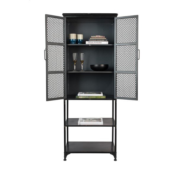 Vitrină neagră din metal 60x161 cm Denver – Dutchbone-image-4