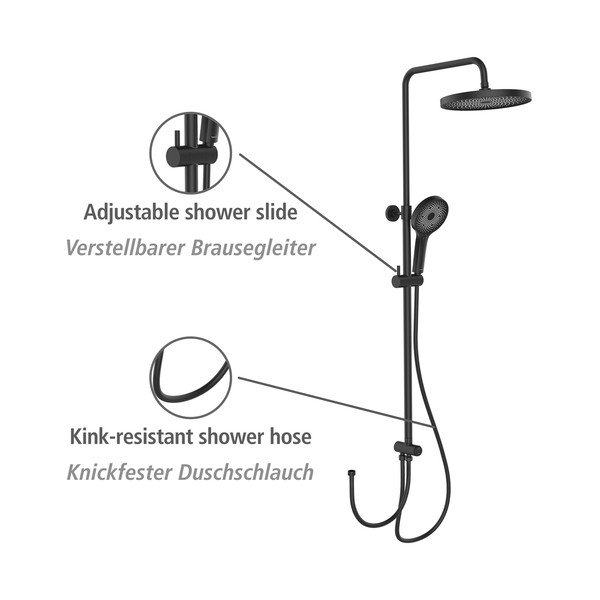 Set de duș negru din oțel inoxidabil 120 cm Soft Water – Wenko-image-4