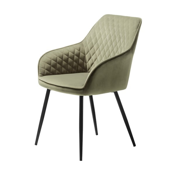 Scaun de sufragerie kaki cu cotiere tapițat Milton – Unique Furniture-image-2