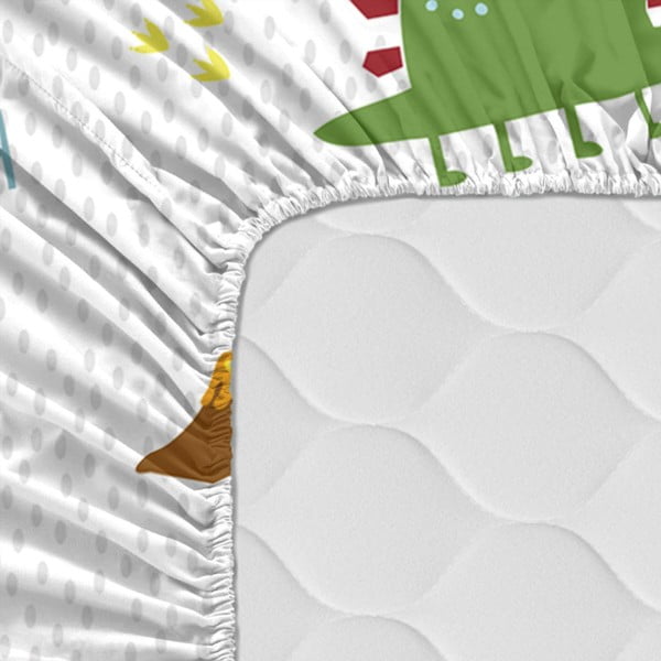 Cearșaf din bumbac pentru copii Moshi Moshi Funnysaurus, 90 x 200 cm-image-2