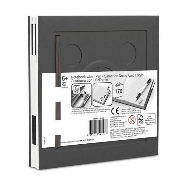 Caiet cu pix cu gel LEGO®, 15,9 x 15,9 cm, negru-image-2