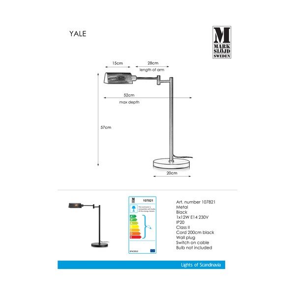 Veioză Markslöjd Yale Table Black, negru-image-2