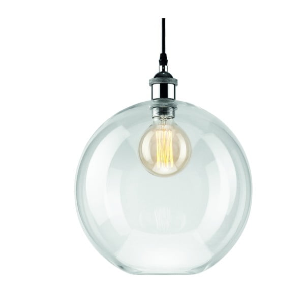 Lustră neagră cu abajur din sticlă ø 30 cm Silvia – LAMKUR-image-1