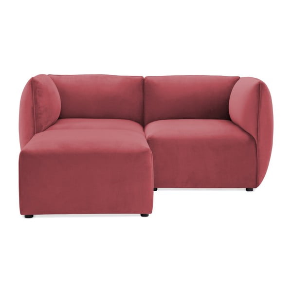 Canapea modulară cu 2 locuri și suport pentru picioare Vivonita Velvet Cube, roșu - roz