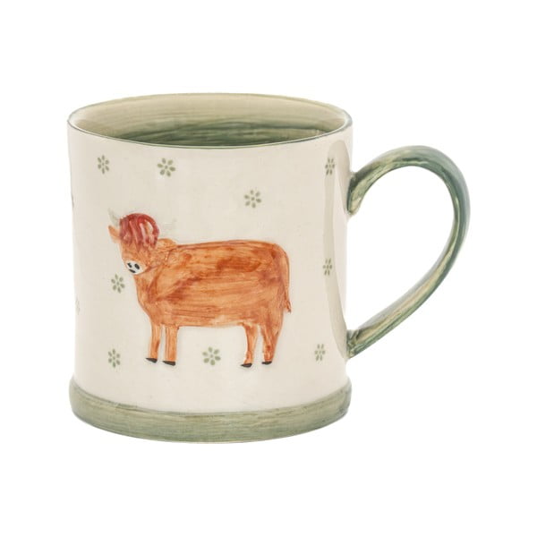 Cană verde-bej din gresie 225 ml Cow – Sass & Belle