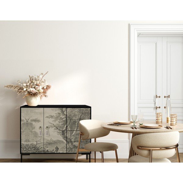 Comodă negru-bej joasă 113x84 cm Wilma – Really Nice Things-image-3