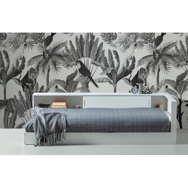 Pat single din lemn de pin WOOOD Connect, 90 x 200 cm, alb-image-1