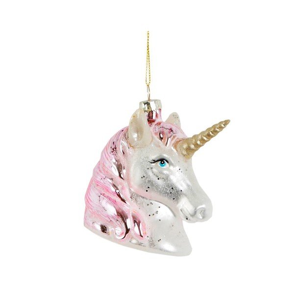 Ornament de Crăciun lucrat manual din sticlă 9 cm Pink Shimmer Unicorn – Sass & Belle