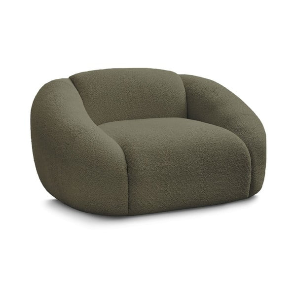 Fotoliu verde cu tapițerie din țesătură bouclé Tina – Bobochic Paris