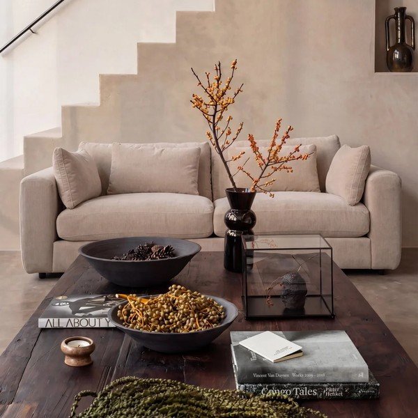 Canapea bej cu tapițerie din chenille 240 cm Chunky – vtwonen-image-2