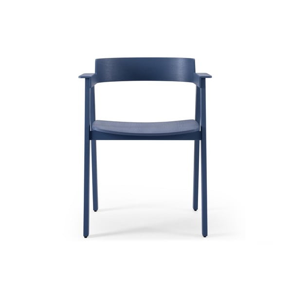 Scaun de dining albastru cu cotiere din lemn de stejar Flip – Gazzda-image-2