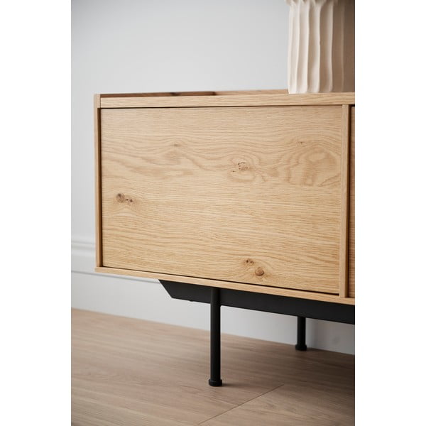 Masă TV în culoare naturală cu aspect de lemn de stejar 160x56 cm Brewerton - Rowico-image-4