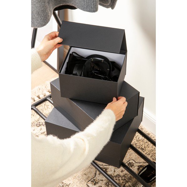 Cutii de depozitare 3 buc. din carton cu capac Ilse – Bigso Box of Sweden-image-2