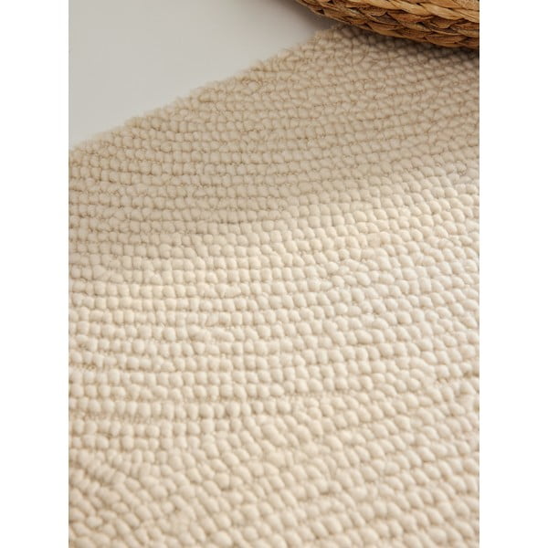 Covor tip traversă în culoare naturală deschisă, țesut manual, din lână 80x200 cm Eleni Natural White – Hanse Home-image-4