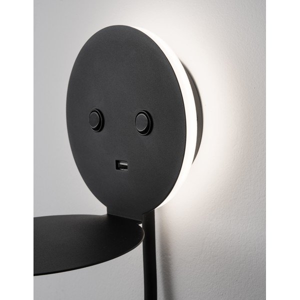 Aplică de perete neagră LED cu structură flexibilă/cu port USB din aluminiu Eclip – Nova Luce-image-2