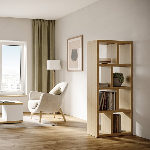 Bibliotecă în culoare naturală cu aspect de lemn de stejar 70x159 cm Berlin – TemaHome-image-1