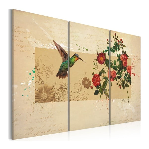 Tablou pe pânză 3 piese Bimago Hummingbird, 80 x 120 cm