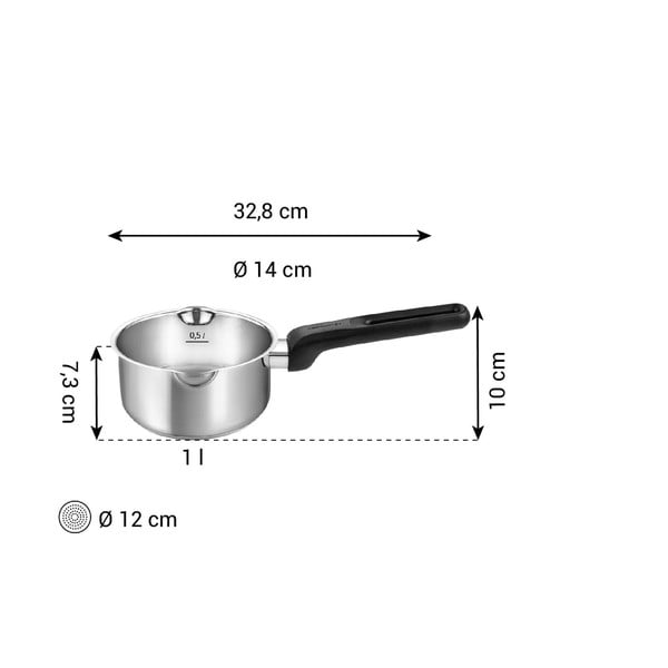 Tigaie din oțel inoxidabil 1 l adecvată pentru plita cu inducție Brava – Tescoma-image-3