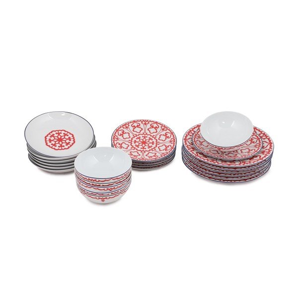 Set 24 vase din porțelan Kütahya Porselen Desen, alb - roșu-image-2