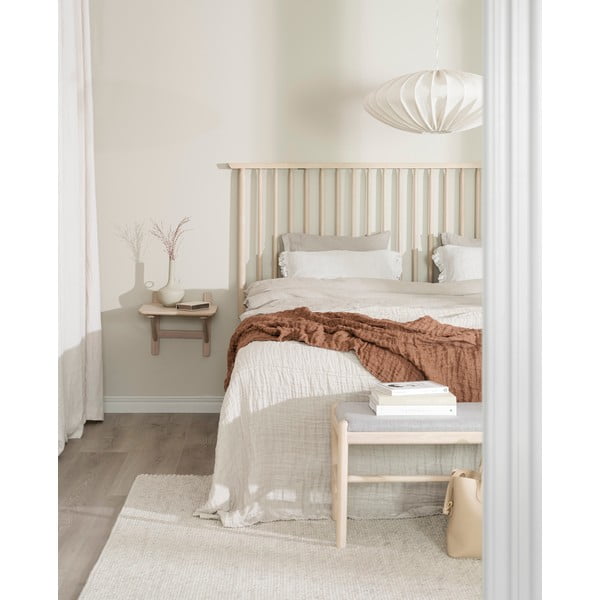 Noptieră în culoare naturală cu rafturi cu aspect de lemn de stejar Camrose - Rowico-image-2