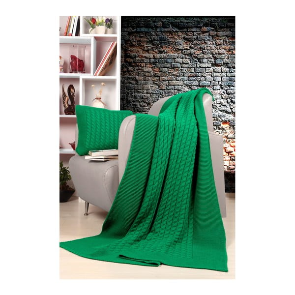 Set pătură și pernă Kate Louise Tricot Sultan, verde