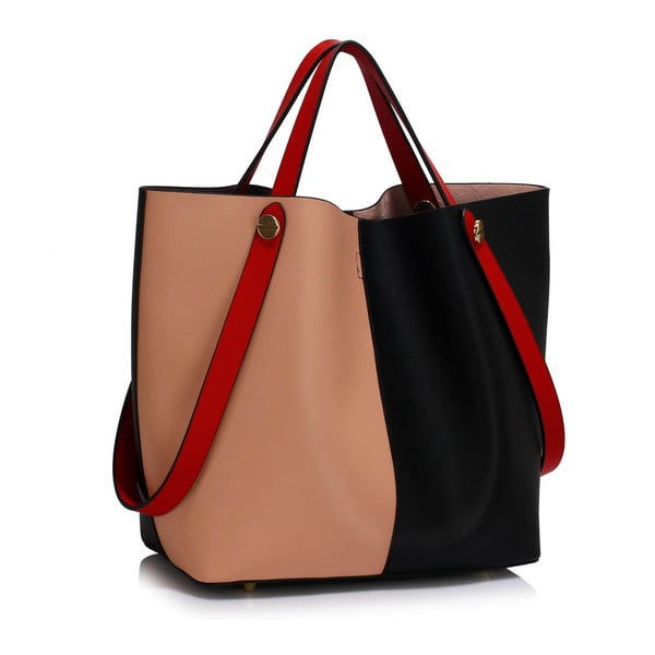Geantă L&S Bags Bondy, roz - negru -roșu