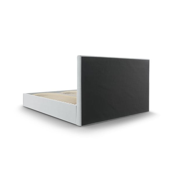 Pat matrimonial 160x200 cm gri deschis tapițat cu spațiu de depozitare cu somieră Nerin – Mazzini Beds-image-4