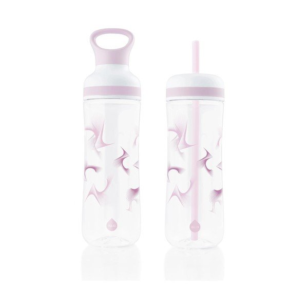 Sticlă cu dop și pai Equa Flow Wave 2 în 1, 800 ml, alb-mov