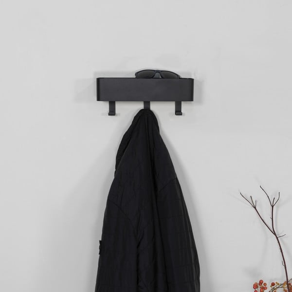 Cuier de perete negru cu raft din metal 27 cm Dax Play – Spinder Design-image-1