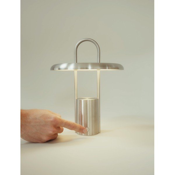 Veioză argintie LED cu intensitate reglabilă din oțel inoxidabil (înălțime 25 cm) Pier – Stelton-image-3