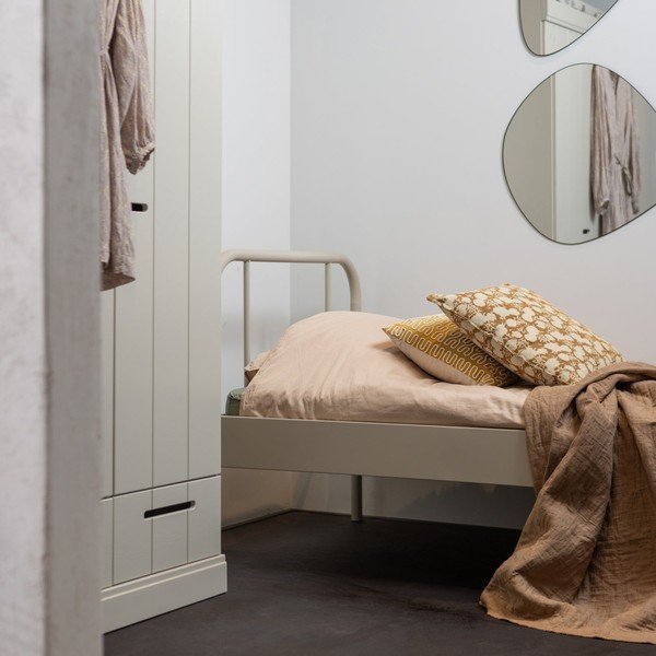 Pat bej din metal cu somieră 90x200 cm Mata – WOOOD-image-1