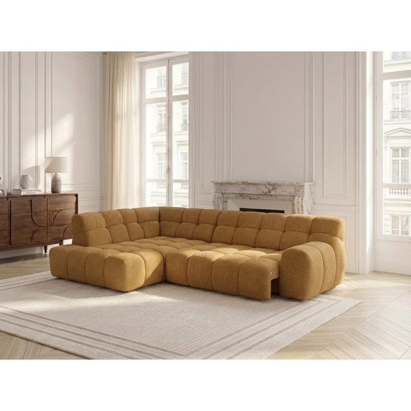 Colțar galben extensibil/cu reglaj electric al șezutului (cu colț pe partea stângă/în formă de ”L”) Andre – Bobochic Paris-image-1