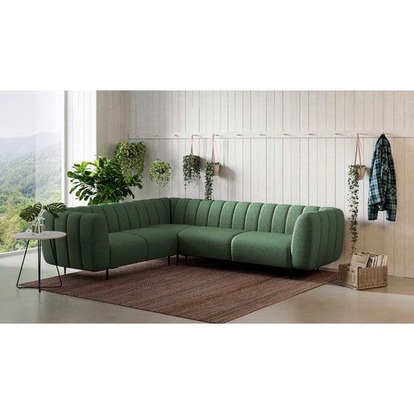 Colțar verde închis (cu colț pe partea stângă /în formă de ”L”) Shel – Ghado-image-1