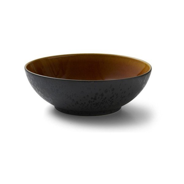 Bol din ceramică și glazură interioară ocru Bitz Mensa, diametru 30 cm, negru-image-1