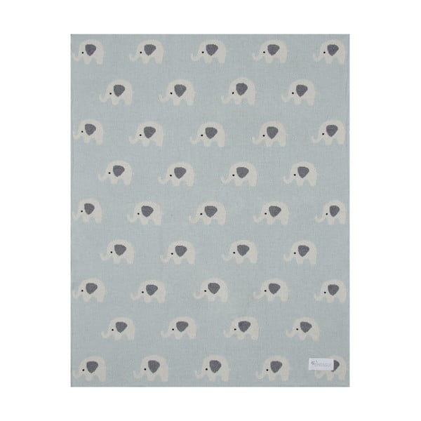Pătură din bumbac pentru copii Kindsgut Elephants, 80 x 100 cm, albastru-image-3