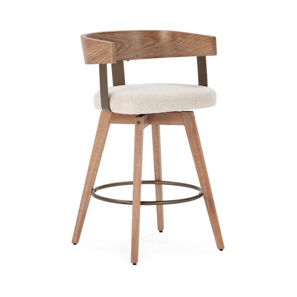 Scaune de bar crem/în culoare naturală cu cotiere 2 buc. tapițate Ilia – MOME