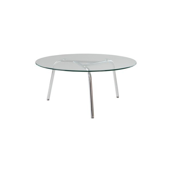 Măsuță de cafea argintiu-lucios rotundă cu blat din sticlă ø 90 cm Kyvik – Jotex
