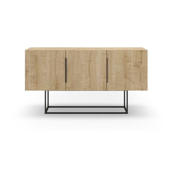 Comodă în culoare naturală joasă cu aspect de lemn de stejar 150x80 cm Titan – Marckeric