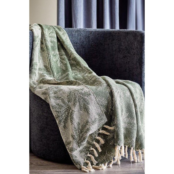 Pătură verde-închis din bumbac reciclat 130x160 cm Gabriela – Bloomingville-image-1